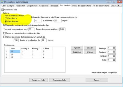 Option Flat dans le module &quot;Observations automatiques&quot;