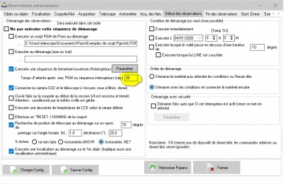 Temps d'attente entre mise sous tension électrique et connexion logicielle dans l'OBS-AUTO