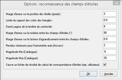Paramètres astrométrie