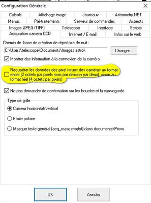 Acquisitions CCD des images en entiers